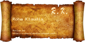 Rohm Klaudia névjegykártya